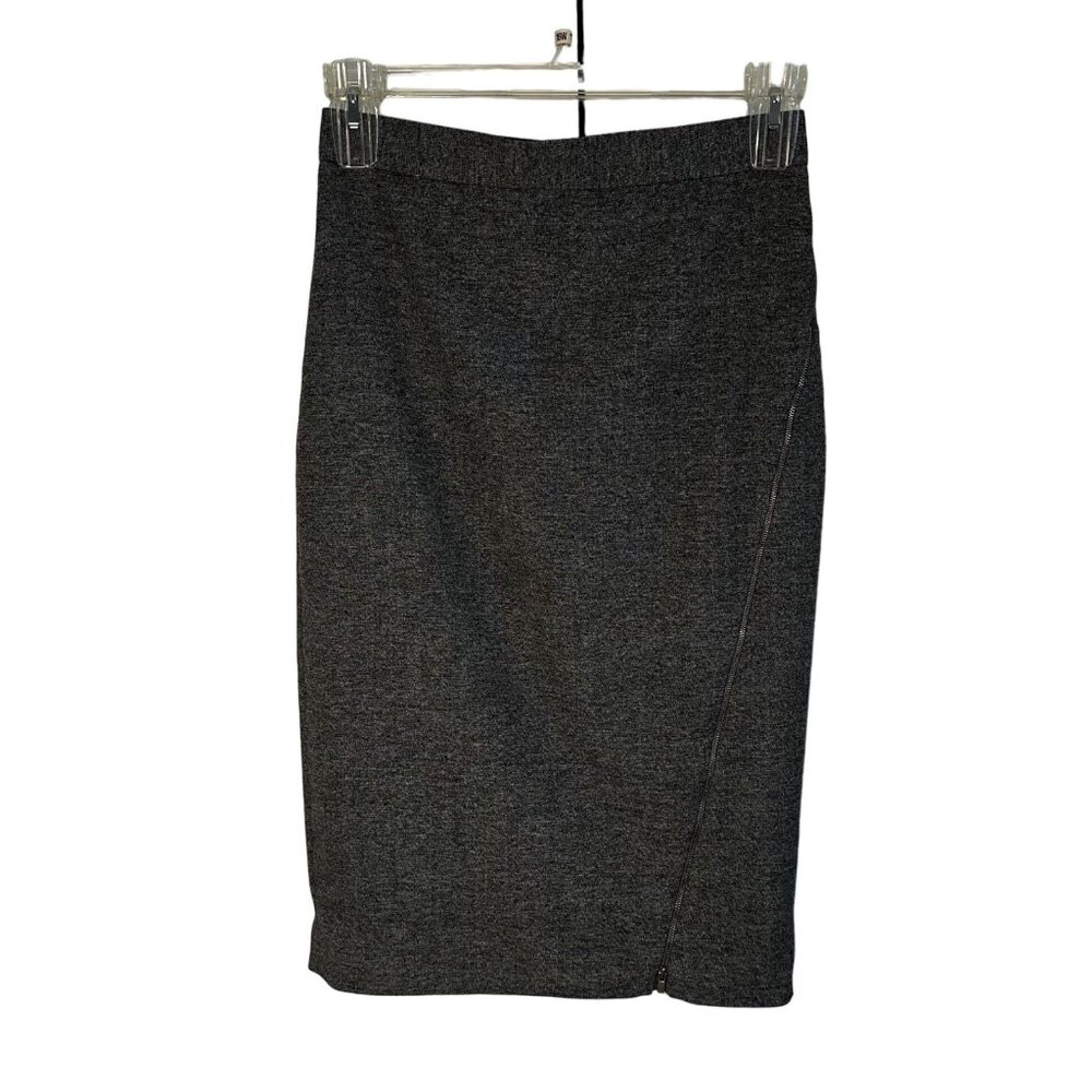 Banana Republic Women's Gray Midi Pencil Skirt Lined SZ 6 Side Slit Zip Accent